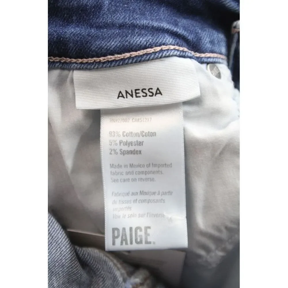 Paige Women Wide-Leg High-Rise Jeans Blue Cotton Button Size 24